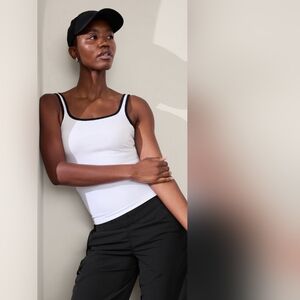 NWT Athleta Renew Seamless Square Neck Tank White/Black Medium